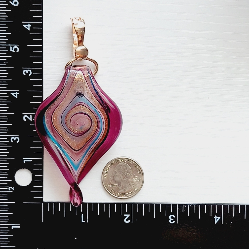 Wearable Art Lampwork Glass Enhancer Pendant with Magnetic Clasp - Picture 7 of 7
